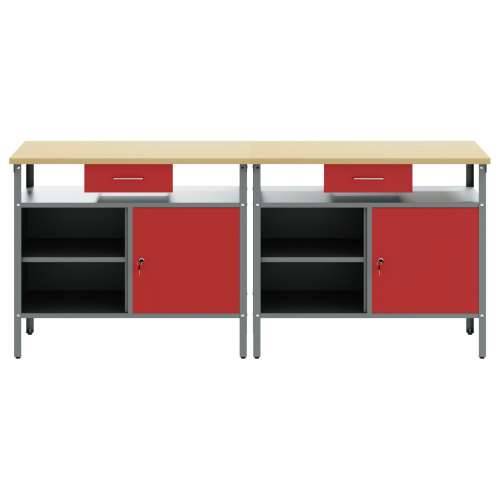 Set radne klupe od 2 dijela, crvena, čelik Cijena