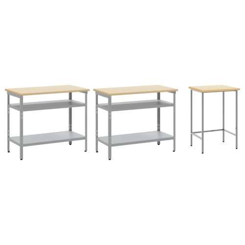 Set radne klupe od 3 dijela - sivi čelik Cijena
