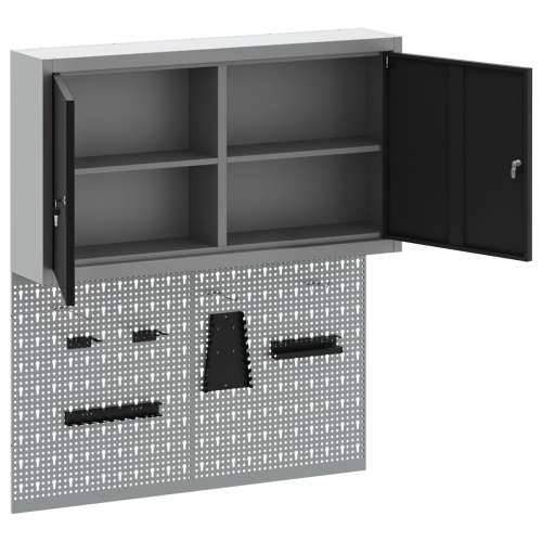 Set od 3 dijela - Kutija za alat i ploča s kukama, zidno montirana, crni metal Cijena