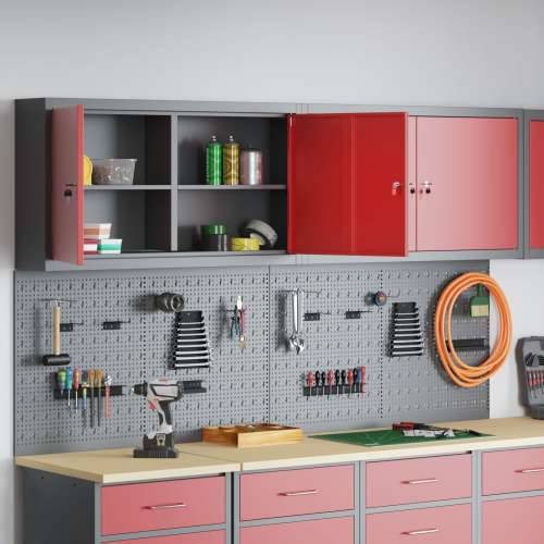 6-dijelni set ormar s alatima i panel za pribor zidna montaža crveni metal Cijena