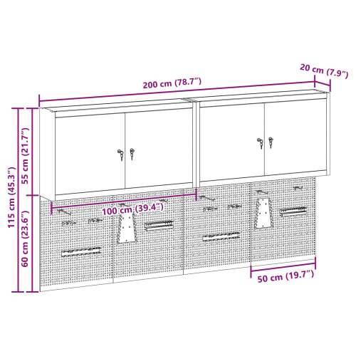 6-dijelni set ormar s alatima i panel za pribor zidna montaža crveni metal Cijena