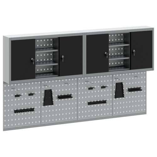 4-dijelni set ormar za alate i pegboard zidni montirani crni metal Cijena