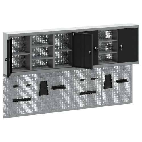 4-dijelni set ormar za alate i pegboard zidni montirani crni metal Cijena