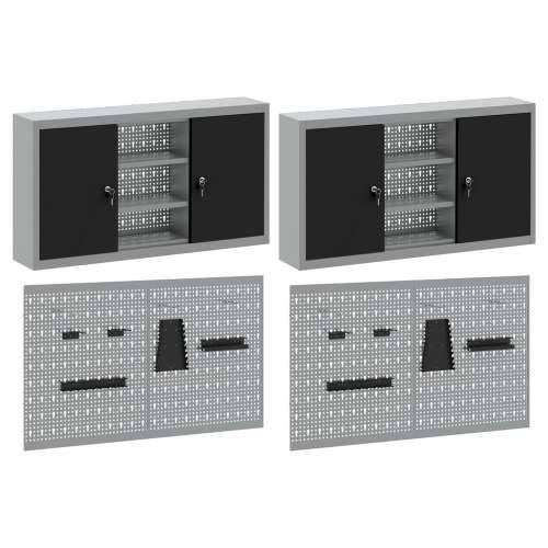 4-dijelni set ormar za alate i pegboard zidni montirani crni metal Cijena