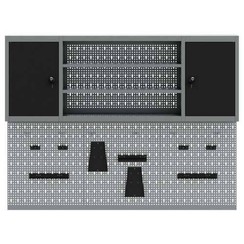 Set alata s ormarom i pegboardom od 6 dijelova, zidna montaža, crni metal Cijena