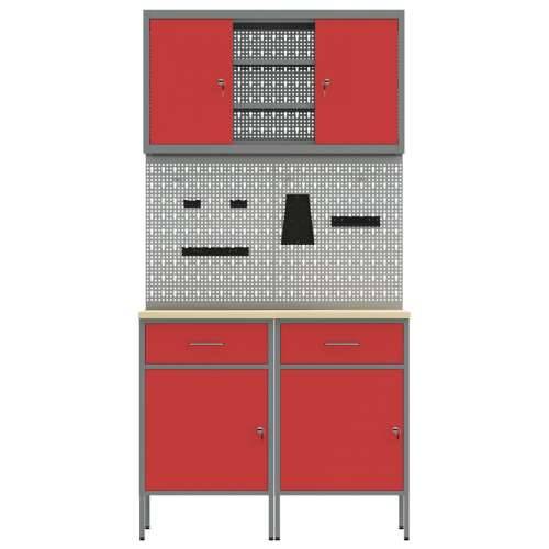 Set radnog stola od 6 dijelova, crveni čelik Cijena