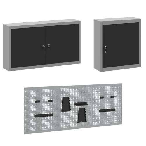 Set radnih klupa od 8 dijelova, crni čelik Cijena