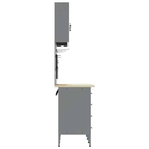 Set radnih klupa od 8 dijelova, crni čelik Cijena