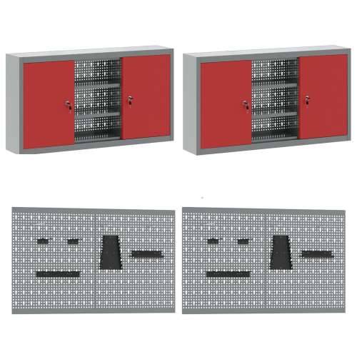 Set od 10 komada radnog ormara i kukama crvena MDF i metal Cijena