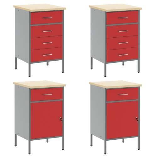 Set od 10 komada radnog ormara i kukama crvena MDF i metal Cijena
