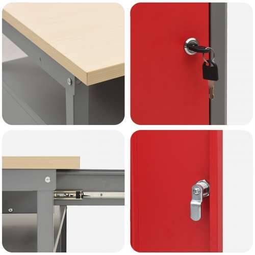 Set od 10 komada radnog ormara i kukama crvena MDF i metal Cijena
