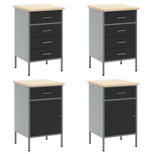Set s radnim ormarićem i pločom s kukama, 10 komada, crna, MDF i metal Cijena