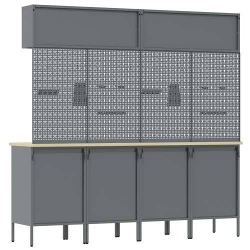 Set s radnim ormarićem i pločom s kukama, 10 komada, crna, MDF i metal Cijena