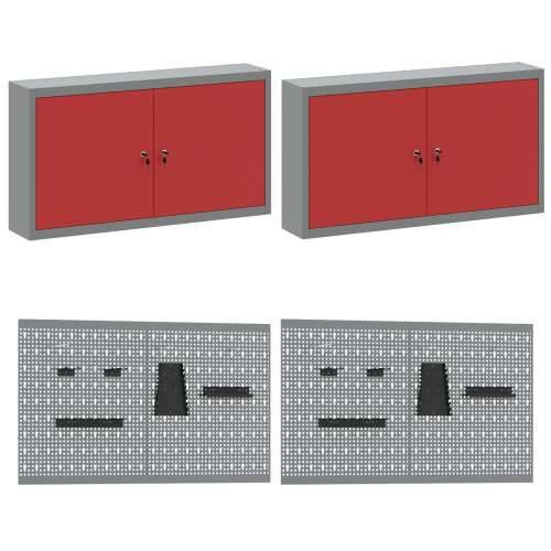 Set radne klupe - 8 komada, sivi čelik Cijena
