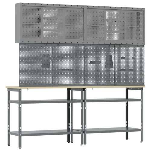Set radne klupe od 8 dijelova, sivi čelik Cijena