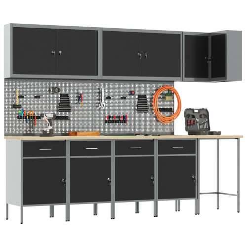 Set od 12 komada radnog ormara i pegboarda, crni MDF i metal Cijena