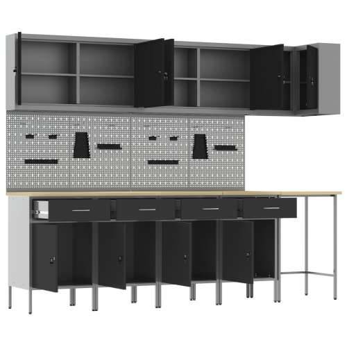 Set od 12 komada radnog ormara i pegboarda, crni MDF i metal Cijena
