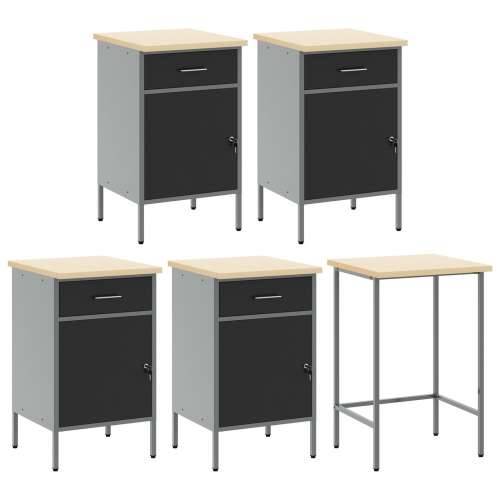 Set od 12 komada radnog ormara i pegboarda, crni MDF i metal Cijena