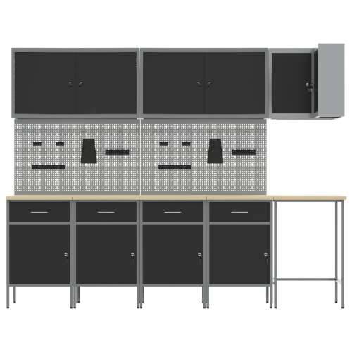 Set od 12 komada radnog ormara i pegboarda, crni MDF i metal Cijena