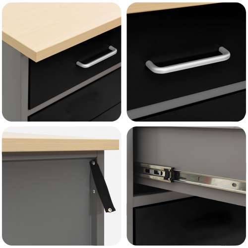 Set od 12 komada radnog ormara i pegboarda, crni MDF i metal Cijena