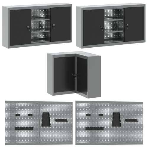 Set od 12 radnih ormara i ploča s čavlima - crni MDF i metal Cijena