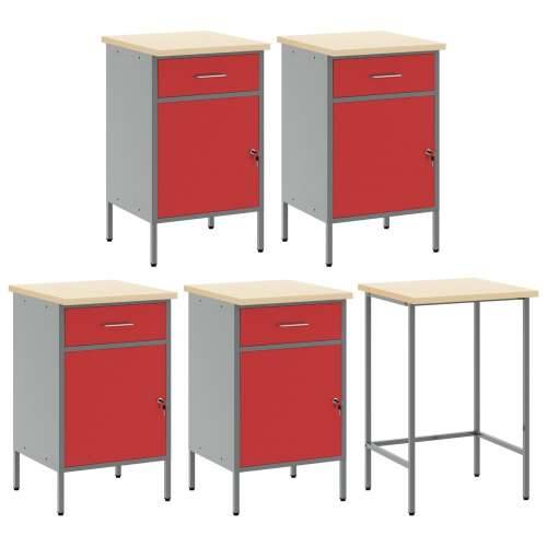 Set od 12 radnih ormarića i ploče s kukama crvene MDF i metala Cijena