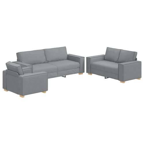 set od 3 komada sofe s jastucima svijetlosive tkanine Cijena