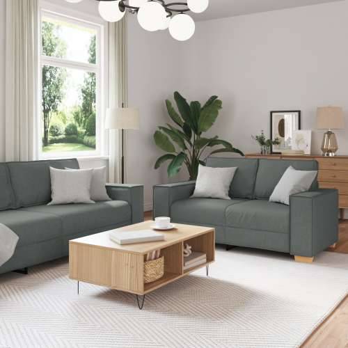 3-dijelni set sofa s jastučićima tamno siva tkanina Cijena
