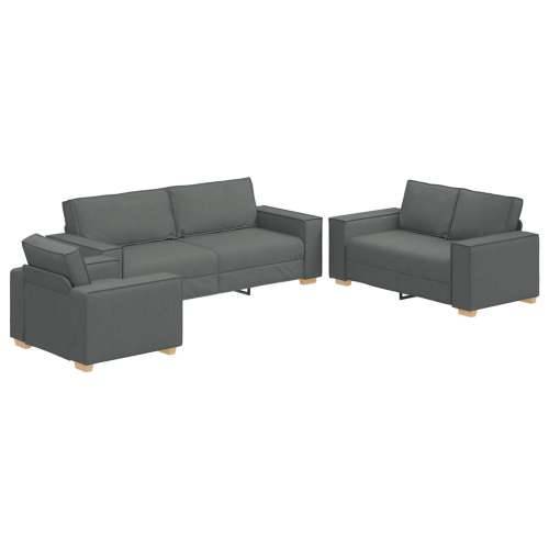 3-dijelni set sofa s jastučićima tamno siva tkanina Cijena