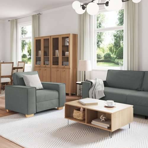 3-dijelni set sofa s jastučićima tamno siva tkanina Cijena