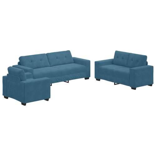 Set sofa od 3 dijela s jastucima plava baršun Cijena