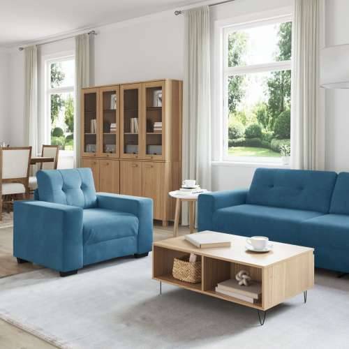 Set sofa od 3 dijela s jastucima plava baršun Cijena
