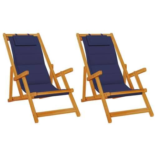 Sklope čuvene plažne stolice 2 kom Plava čvrsto drvo akacije i tekstilen Cijena