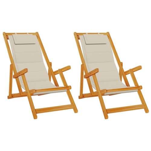 Skraćene plažne stolice 2 kom Taupe Čvrsto drvo akacije i tekstilen Cijena