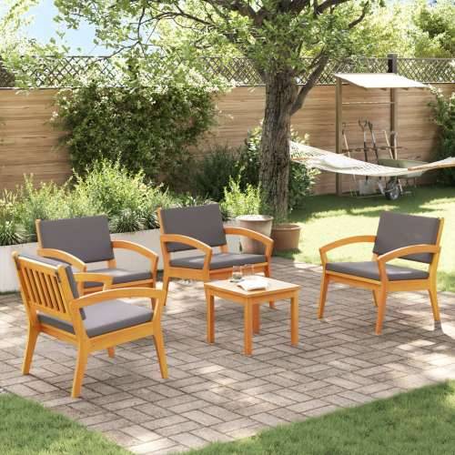 5-dijelni bistro set s jastučićima - Čvrsto bagremovo drvo Cijena
