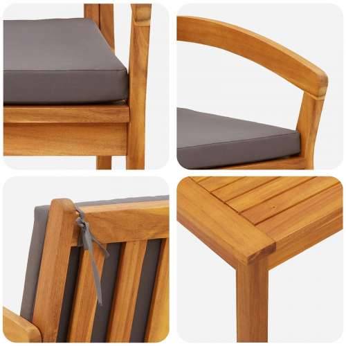 5-dijelni bistro set s jastučićima - Čvrsto bagremovo drvo Cijena