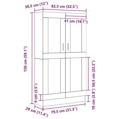 Knjiga Kabinet Crni Hrast 82,5x30,5x150 cm Odabrano drvo Cijena