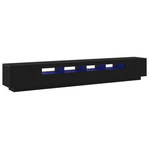 TV kabinet s LED osvjetljenjem, crna hrast, dimenzije 260x35x40 cm, izrađen od konstruiranog drva Cijena