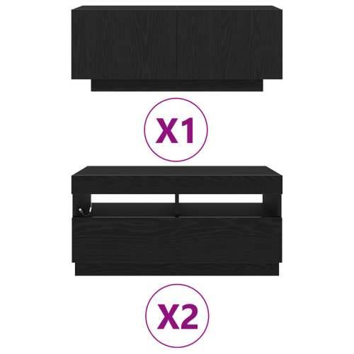 TV kabinet s LED osvjetljenjem, crna hrast, dimenzije 260x35x40 cm, izrađen od konstruiranog drva Cijena