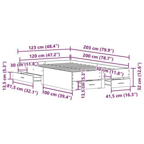 Krevet s ladicama Artisan hrast 120x200 cm konstruirano drvo Cijena