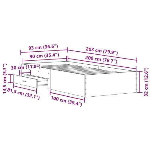 Krevetna Konstrukcija Stari Drv 90x200 cm Konstruirano Drvo Cijena