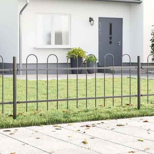 Ograde za vrt s lukom siva 5,1x0,6 m čelik Cijena