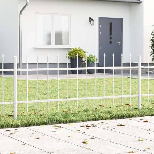 Ograde za vrt s oštrim vrhom Bijela 5,1x0,6 m Čelik Cijena