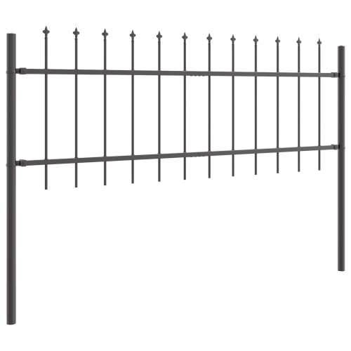 Ograde za vrt s vrhom u obliku koplja, siva, 6,8x0,6 m, čelik Cijena
