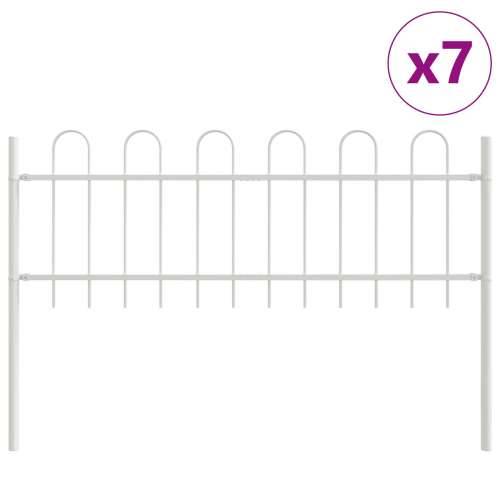 Ogradica za vrt s kružnim vrhom Bijela 11,9x0,6 m Čelik Cijena