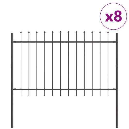 Dvorišna vrata - Ograda za vrt s vrhom u obliku koplja, siva 13,6x1,2 m, čelik Cijena