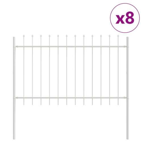 Dvorišna vrata - Ograda za vrt s vrhom u obliku koplja, bijela, 13,6x1,2 m, čelik Cijena