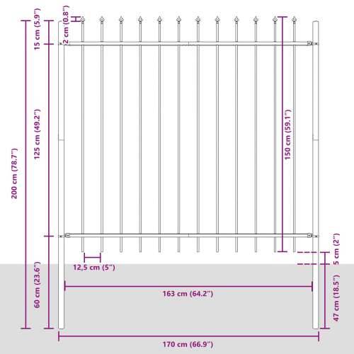 Ograde za vrt s vrhom u obliku koplja - Bijela 15,3x1,5 m - Čelik Cijena