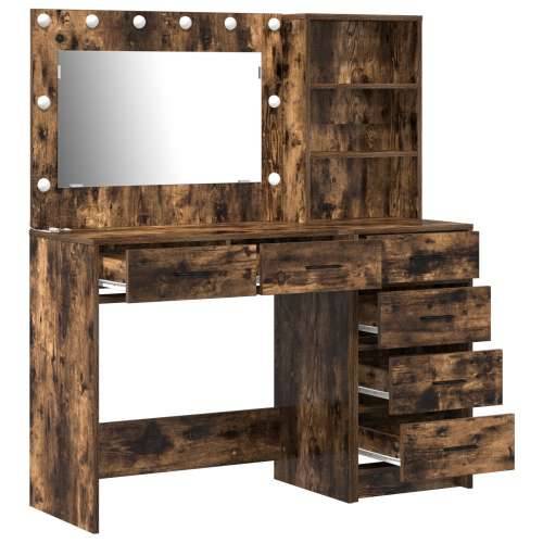 Set toaletnog stola s 2 komada s LED dimljenim hrastovim drvom Cijena