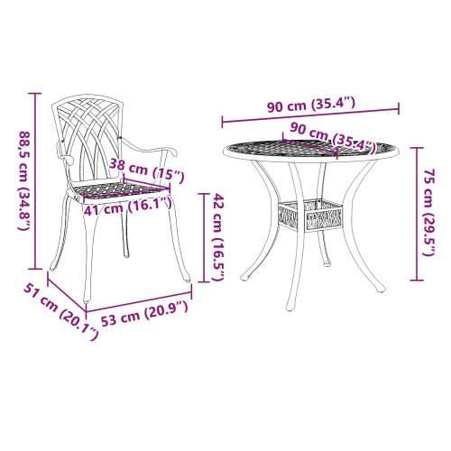 Set za blagovanje u vrtu od 7 komada brončana lijevana aluminij Cijena